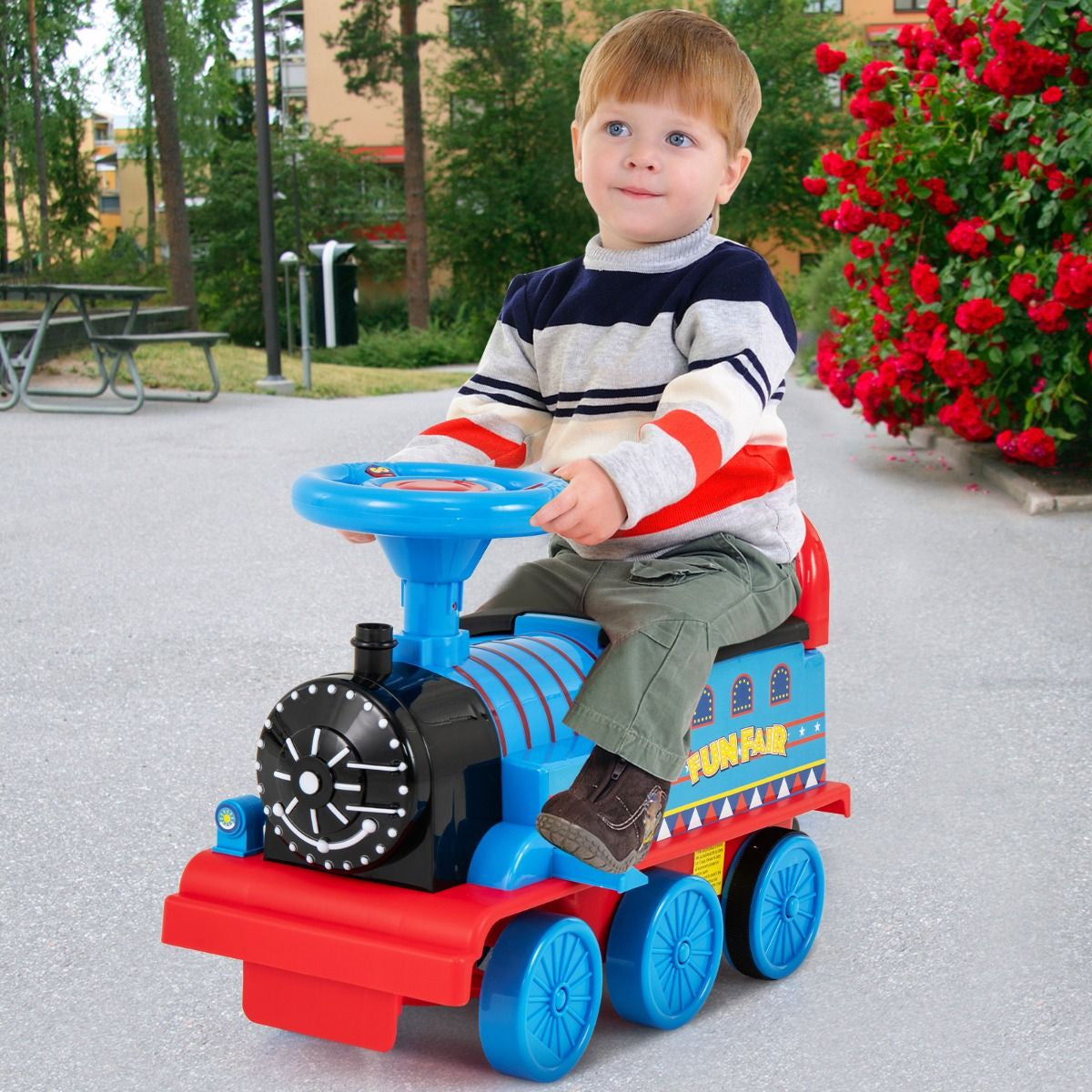 6V Electric Kids Ride on Train Toy with Track & 6 Wheels