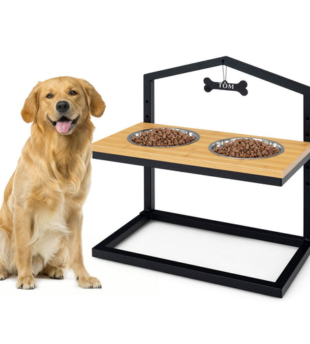 5 Heights Elevated Pet Feeder with Detachable Stainless Steel Bowl for Dogs