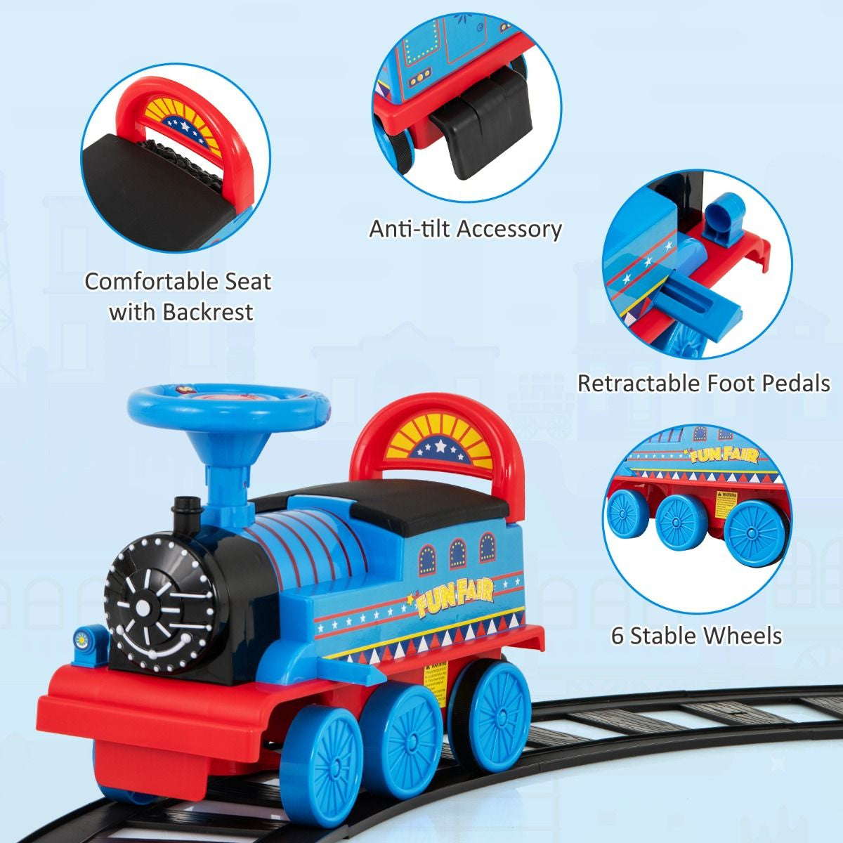 6V Electric Kids Ride on Train Toy with Track & 6 Wheels
