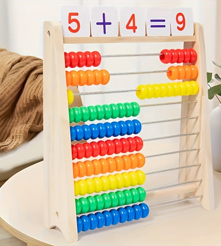 [Wooden Abacus] Wooden Abacus for Addition and Subtraction | Complete with Number Cards and a Multiplication Table