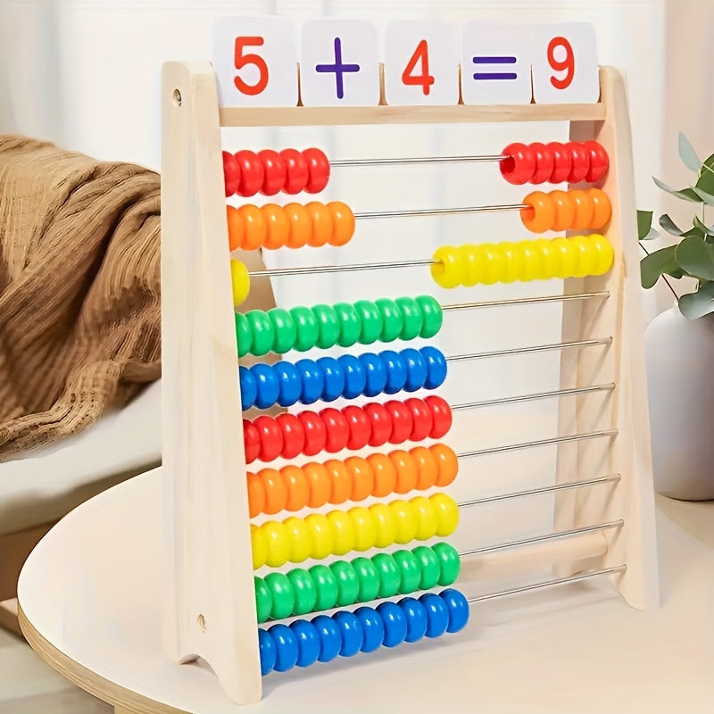 [Wooden Abacus] Wooden Abacus for Addition and Subtraction | Complete with Number Cards and a Multiplication Table