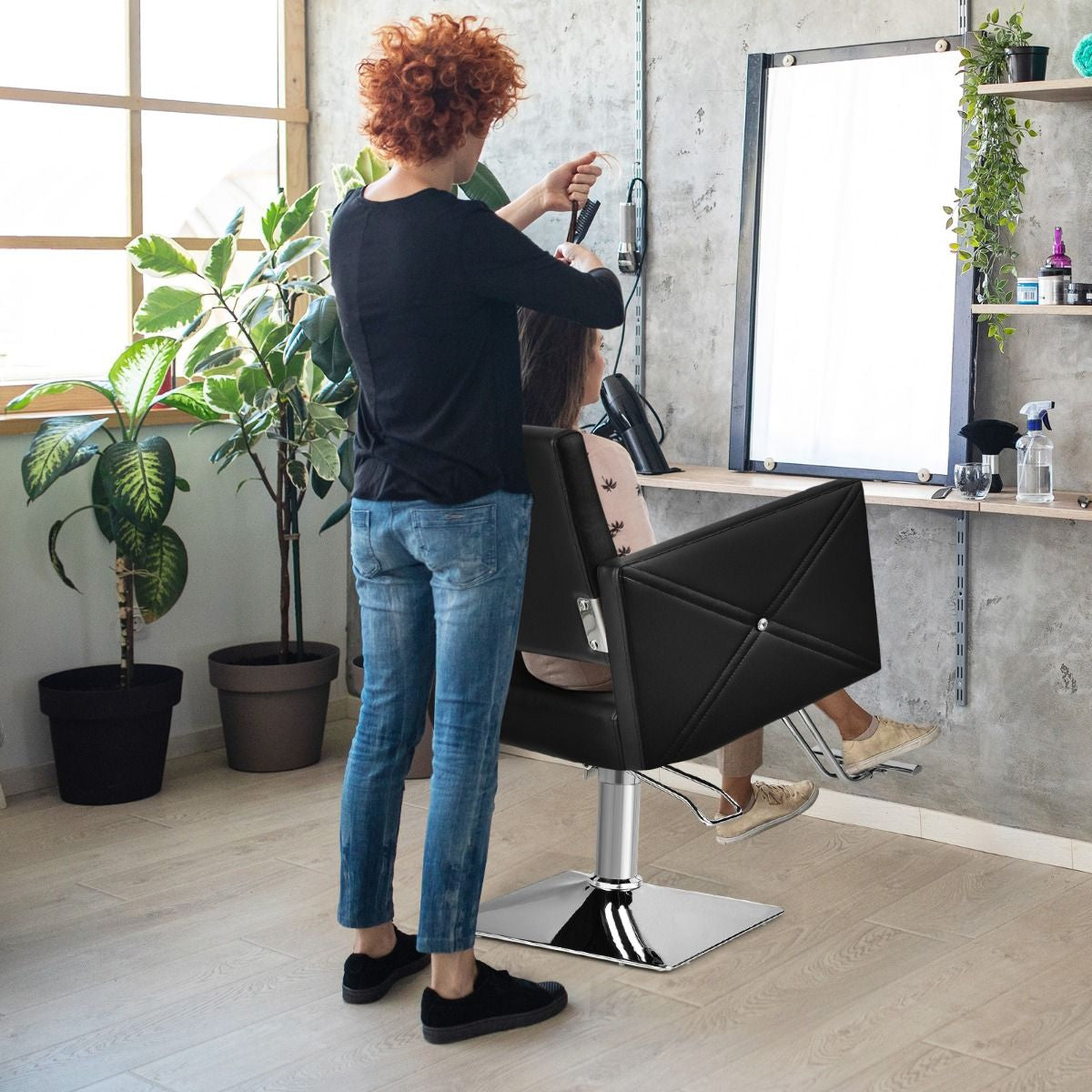 360° Swivel Barber Chair with Adjustable Height for Hair Salon