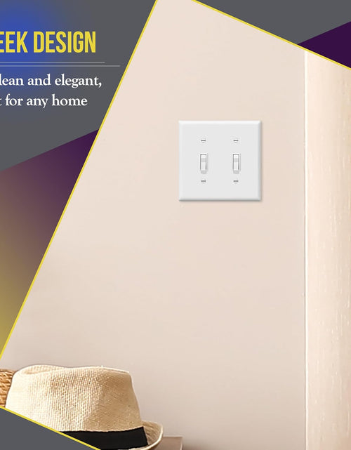 Load image into Gallery viewer, - FBA_8812-W-10PCS Toggle Light Switch Wall Plate, Size 2-Gang 4.50&quot; X 4.57&quot;, Unbreakable Polycarbonate Thermoplastic, 8812-W-10PCS, White (10 Pack)
