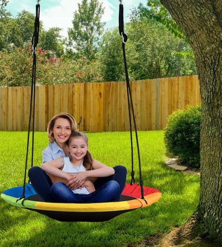 Adjustable Flying Saucer Tree Swing with Multiple Functions for Kids