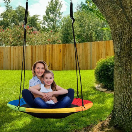 Adjustable Flying Saucer Tree Swing with Multiple Functions for Kids