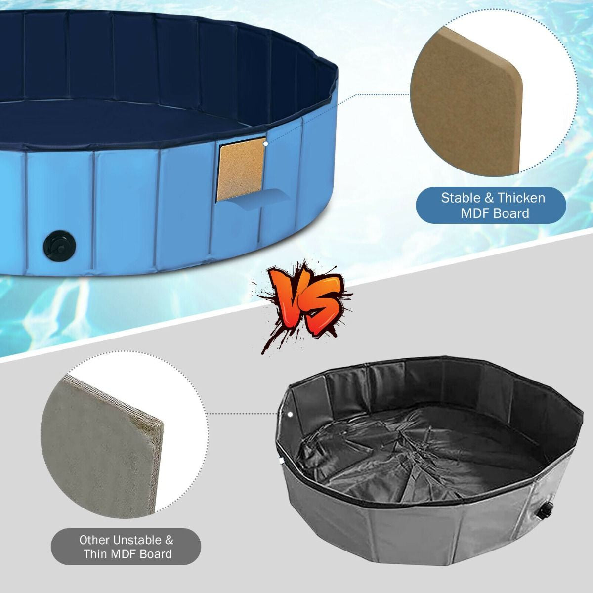 Foldable Pet Swimming Pool with Rotatable Drain Valve