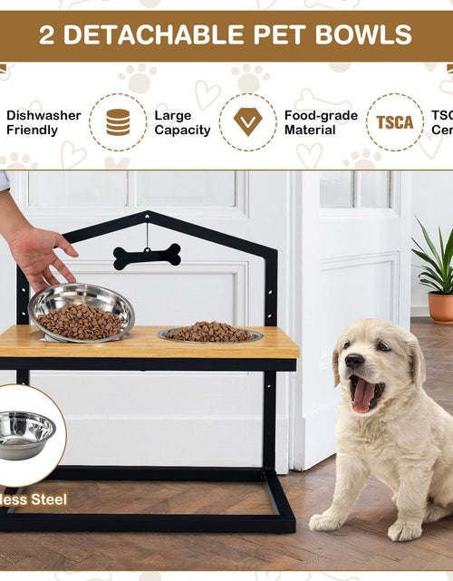 Load image into Gallery viewer, 5 Heights Elevated Pet Feeder with Detachable Stainless Steel Bowl for Dogs
