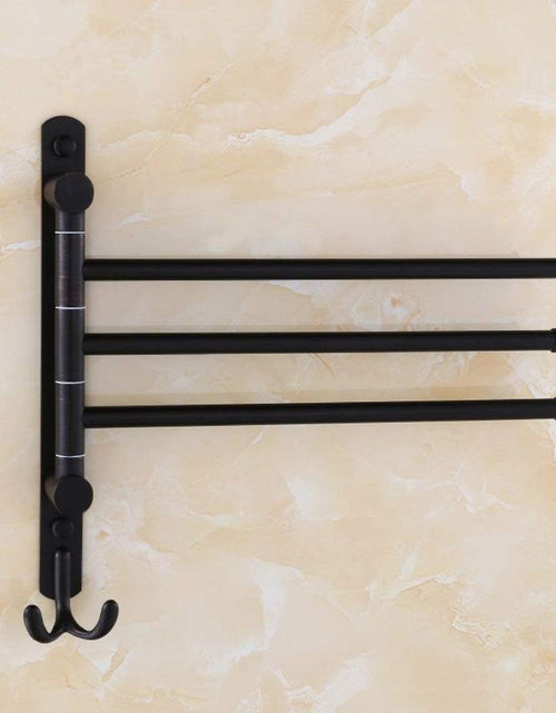 Load image into Gallery viewer, Oil Rubbed Bronze Swing Out Towel Racks for Bathroom Holder Wall Mounted Towel Bars with Hooks 3-Arm
