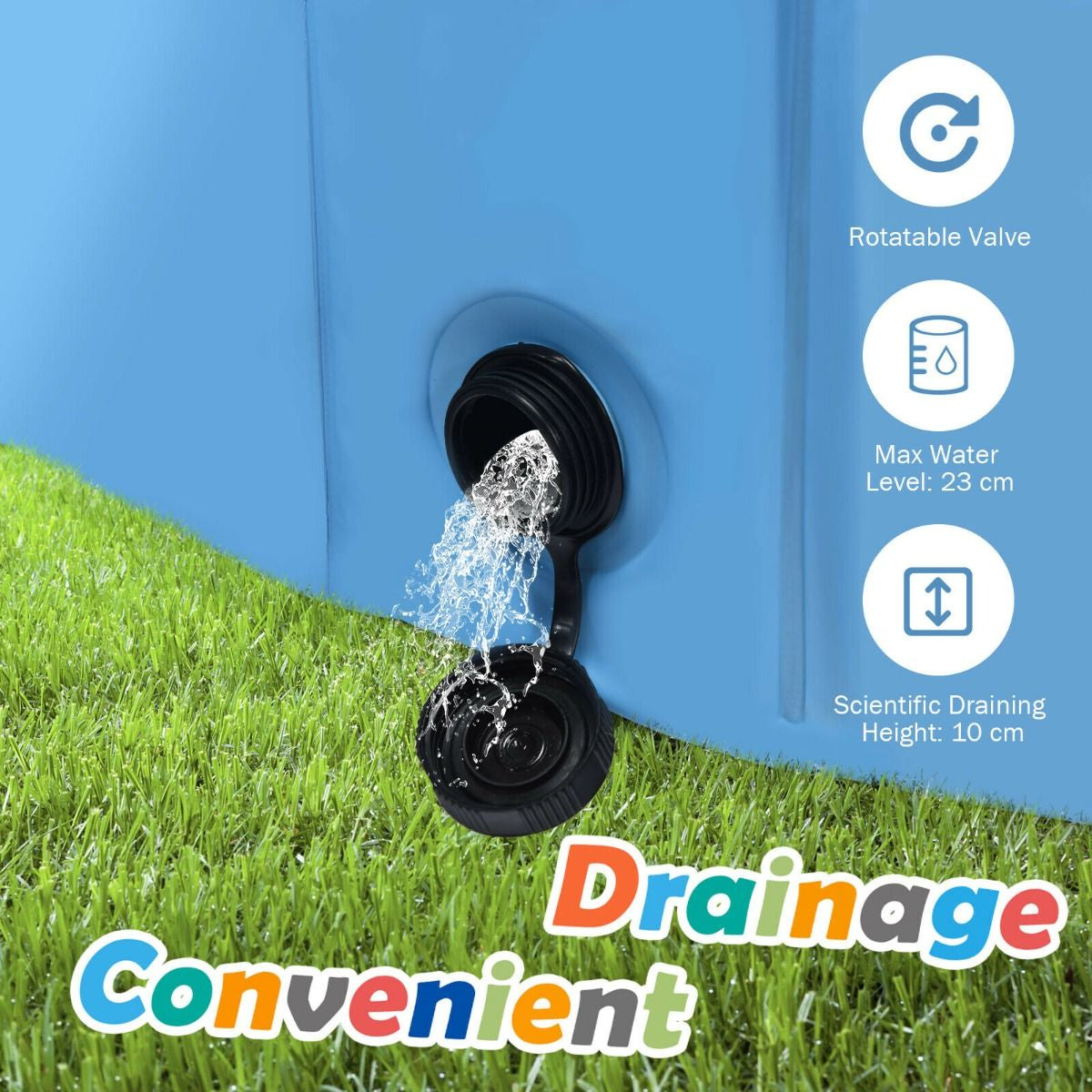 Foldable Pet Swimming Pool with Rotatable Drain Valve