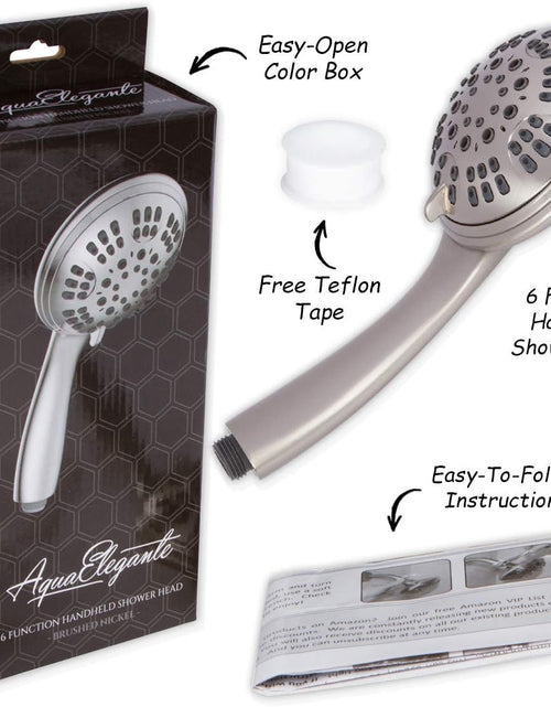 Load image into Gallery viewer, 6 Function Luxury Handheld Shower Head - Adjustable High Pressure Rainfall Spray with Removable Hand Held Rain Showerhead for the Bathroom, 2.5 GPM - Brushed Nickel

