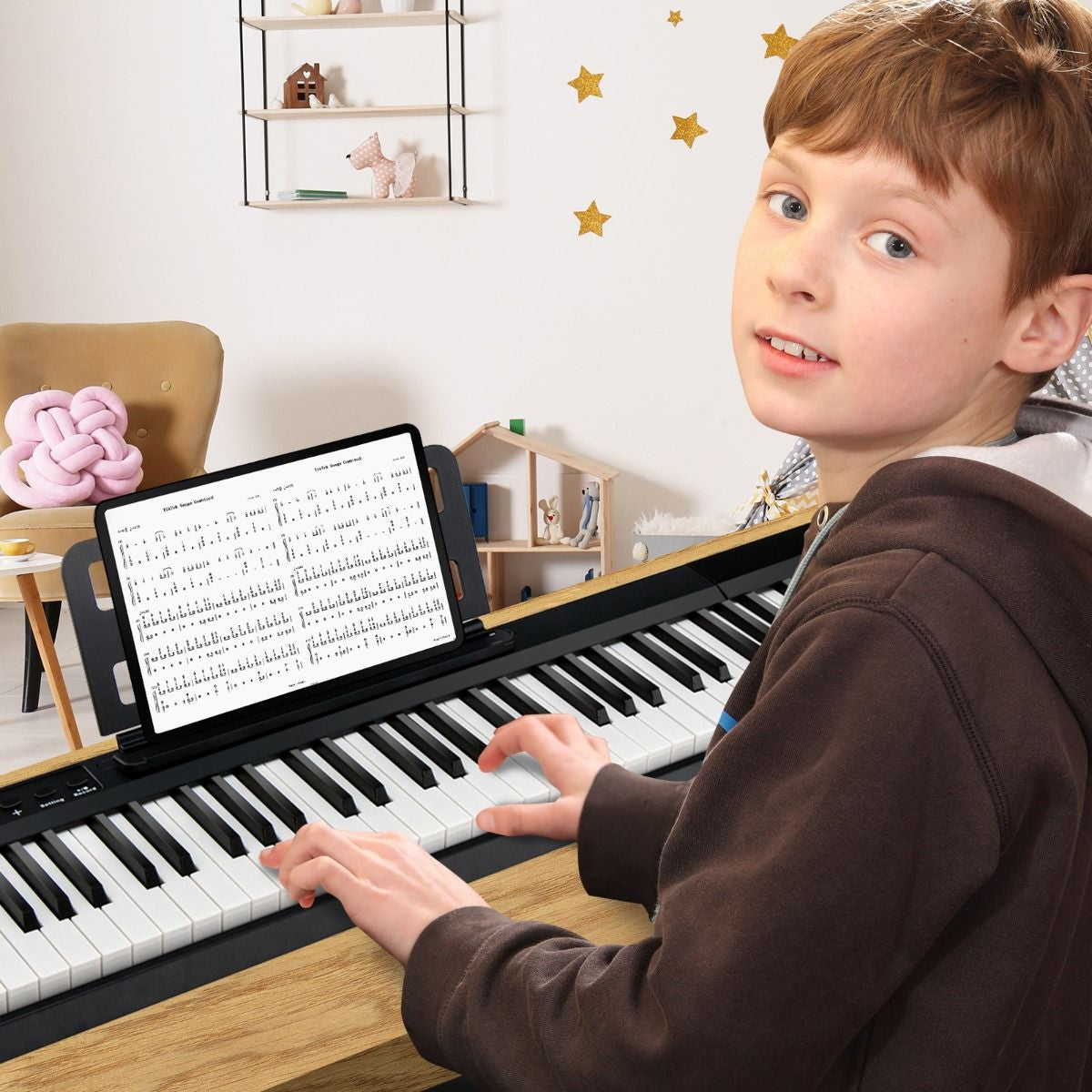 Electric Lighted Piano Keyboard with Sustain Pedal