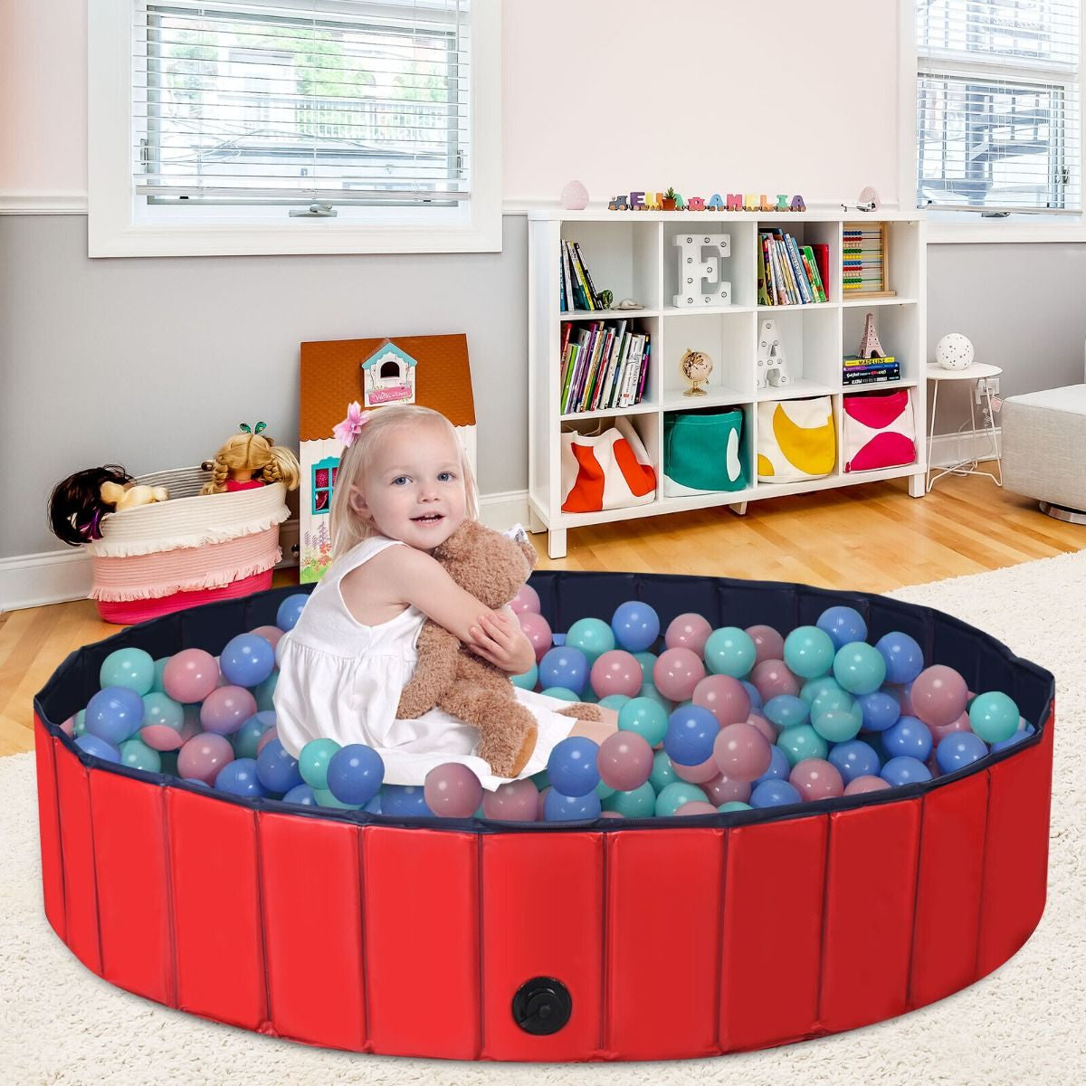 Foldable Pet Swimming Pool with Rotatable Drain Valve