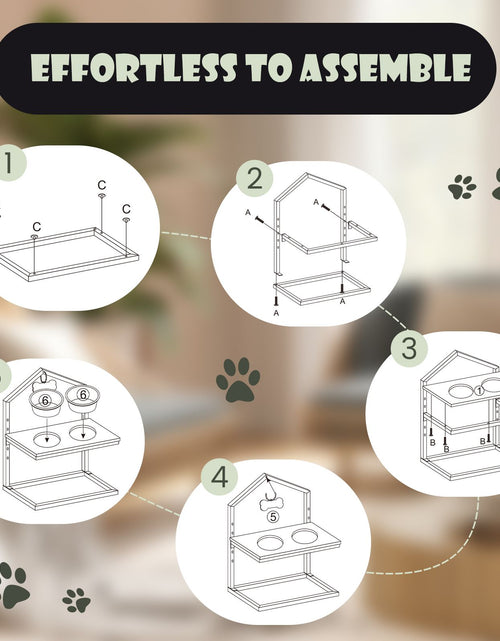 Load image into Gallery viewer, 5 Heights Elevated Pet Feeder with Detachable Stainless Steel Bowl for Dogs
