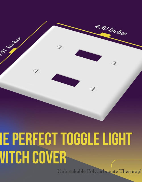 Load image into Gallery viewer, - FBA_8812-W-10PCS Toggle Light Switch Wall Plate, Size 2-Gang 4.50&quot; X 4.57&quot;, Unbreakable Polycarbonate Thermoplastic, 8812-W-10PCS, White (10 Pack)
